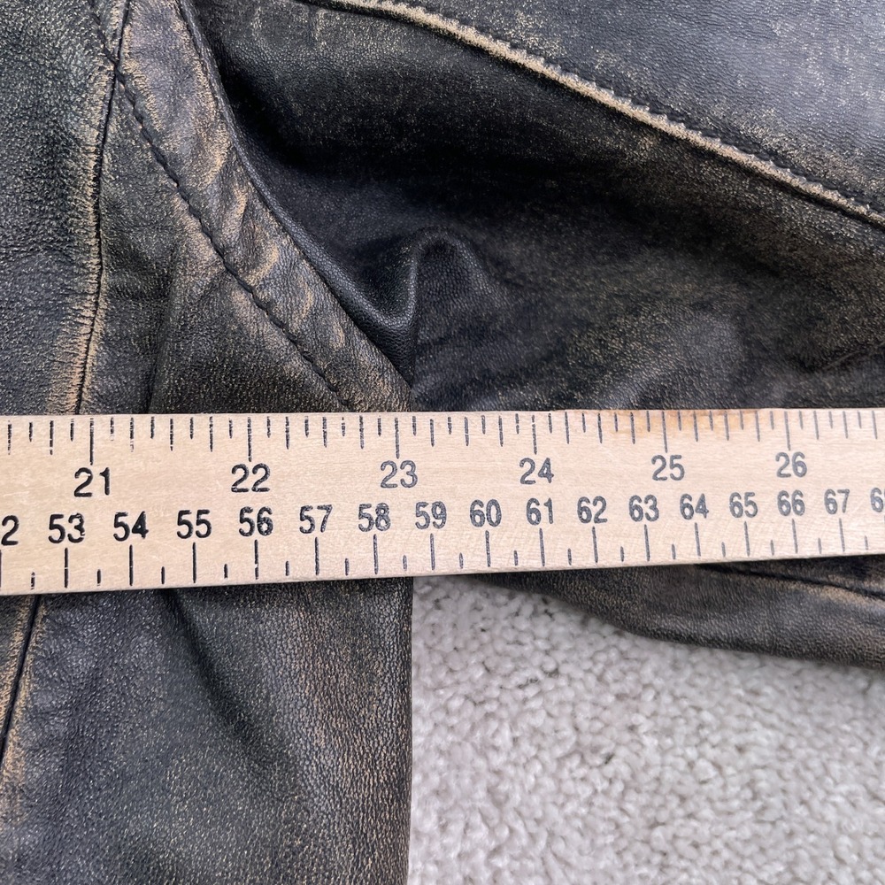 Vintage GAP Leather Jacket Mens Large Brown Faded Moto‎ Biker Racer Street Y2K - Picture 16 of 16